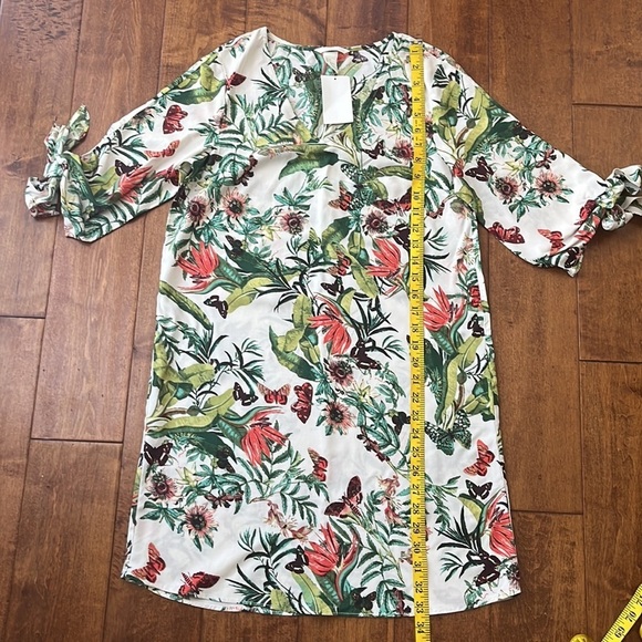 H&M Tie Sleeve butterfly Dress Floral Size 2 - Picture 3 of 8